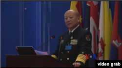 中國海軍司令吳勝利在論壇上發言