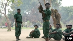 FILE - Fighters of the former Mozambican rebel movement "Renamo" receiving military training, Nov. 8, 2012