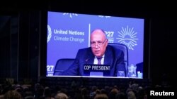 Egyptian Foreign Minister and COP27 President Sameh Shoukry attends an informal stocktaking session during the COP27 climate summit, in Sharm el-Sheikh, Egypt, November 18, 2022.