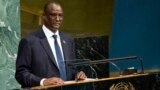 FILE - South Sudan's Vice President Taban Deng Gai addresses the United Nations General Assembly, Sept. 23, 2017, at U.N. headquarters.