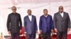 (De g. à d.) Les présidents Paul Kagame (Rwanda), Yoweri Museveni (Ouganda), João Lourenço (Angola) et Félix Tshisekedi (RDC) à Katuna, à la frontière rwando-ougandaise,le 21 févirier 2020. (Twitter/Y. Museveni)