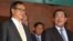 FILE PHOTO - Cambodian Prime Minister Hun Sen, right, talks with the main Opposition Party leader Sam Rainsy, left, of Cambodia National Rescue Party, after their meeting in Senate headquarters in Phnom Penh, Cambodia, Tuesday, July 22, 2012. 