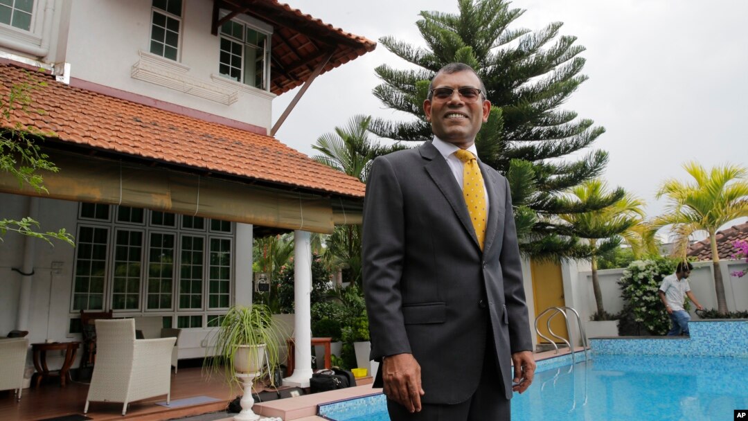 Former Maldives President Mohamed Nasheed poses for a photo following an interview with Associated Press in Colombo, Sri Lanka, Feb. 2, 2018. 