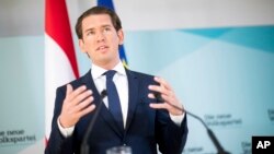 Austrian Chancellor Sebastian Kurz, of the Austrian People's Party, addresses the media during a news conference in Vienna, Austria, May 20, 2019.