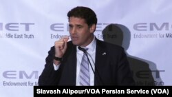 Israeli Ambassador to the US Ron Dermer speaks at a dinner held by the Endowment for Middle East Truth in Washington, June 14, 2017