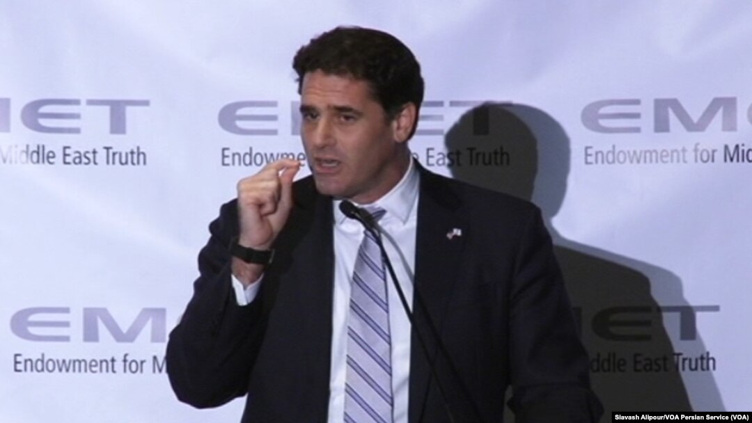 Israeli Ambassador to the US Ron Dermer speaks at a dinner held by the Endowment for Middle East Truth in Washington, June 14, 2017