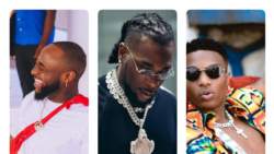 Davido, (hagu) Burna Boy (tsakiya) Wizkid (dama) (Hoto: Shafukansu na Instagram)