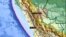 Epicentro del temblor de esta madrugada en el centro de Perú.