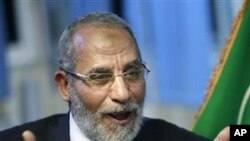 The Muslim Brotherhood General Guide Mohammed Badie talks during an interview with the Associated Press at his office in Cairo Egypt, late, Tuesday, Oct. 26, 2010.