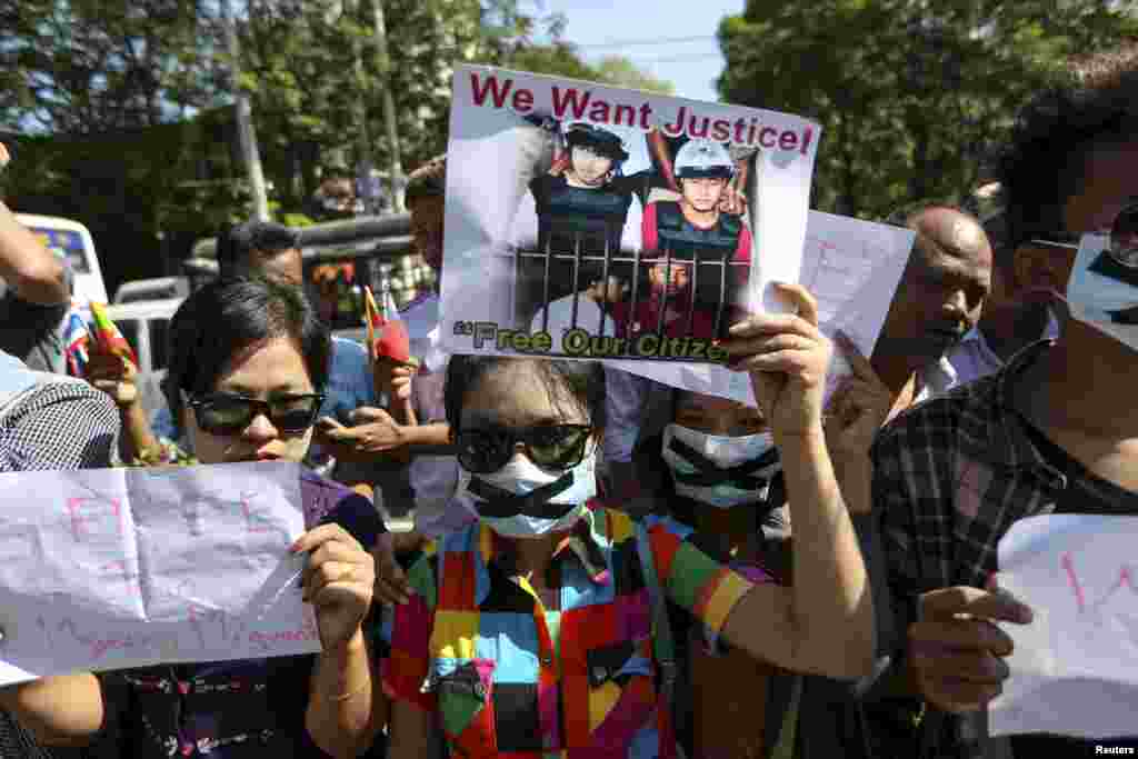 ရန်ကုန် ထိုင်းနိုင်ငံသံရုံးရှေ့ လူရာနဲ့ချီ ဆန္ဒပြ
