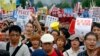 일본 안보법 반대 대규모 시위...12만명 참가