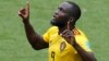 Le Belge Romelu Lukaku célèbre son but contre la Tunisie lors du Mondial 2018 en Russie, le 23 juin 2018.