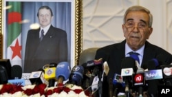 Interior Minister Daho Ould Kablia speaks during a news conference to announce the results of election in Algiers. 