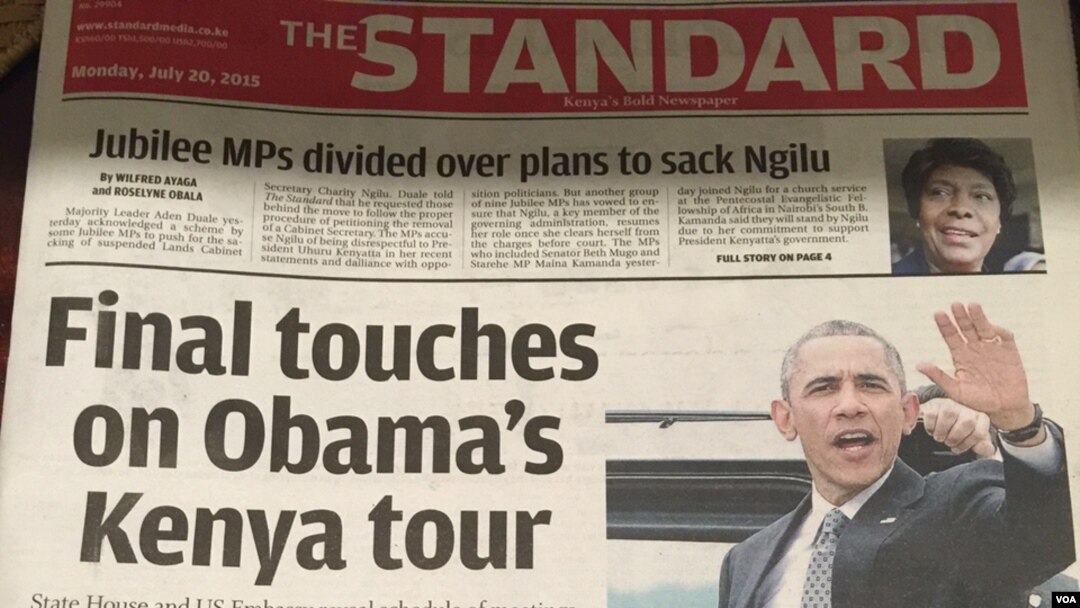 Kenya's "The Standard" reports on last minute preparations for president Obama's visit