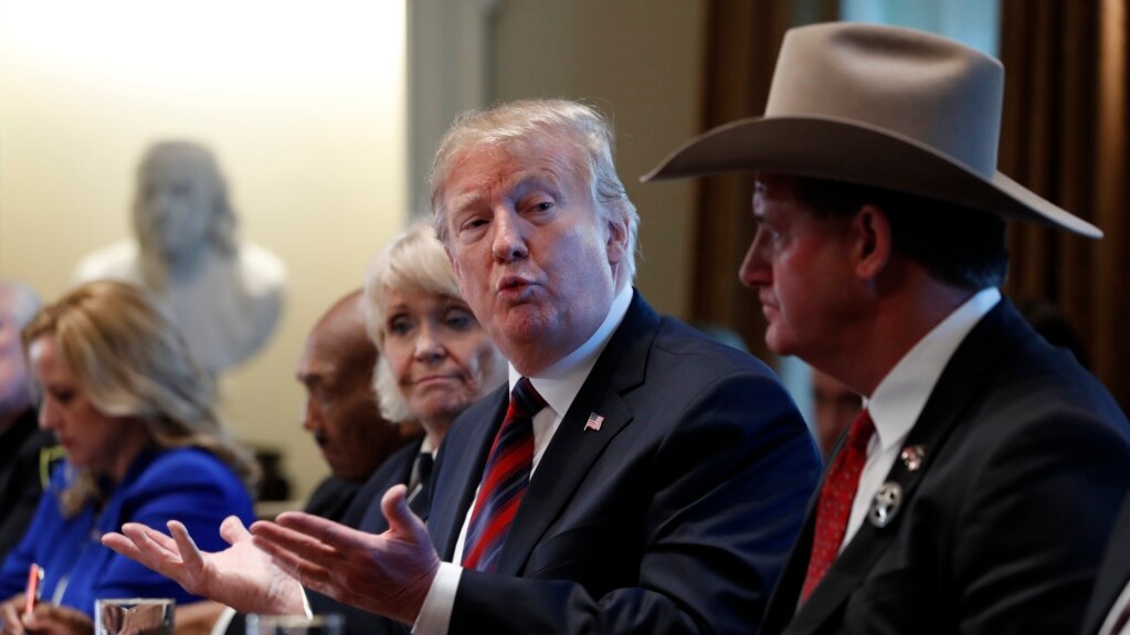 Tổng thống Donald Trump chủ trì một cuộc thảo luận bàn tròn về an ninh biên giới, ngày 11 tháng 1, 2019, trong Phòng Nội các của Nhà Trắng ở Washington.