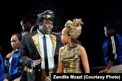Zandile Mzazi on stage during a recent performance in South Africa.