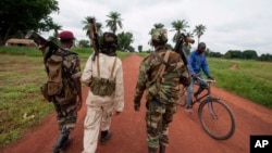 Seleka rebels, seen here July 15, 2013, in the town of Bria, Central African Republic, overthrew the previous president in March, and are accused of continuing to carry out atrocities.