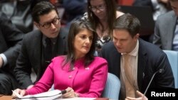 Nikki Haley, l'ambassadrice des Etats-Unis auprès des Nations Unies, New York, le 18 avril 2018