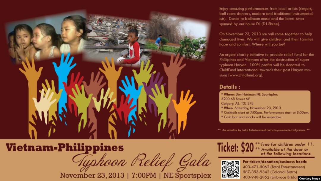 Quảng cáo Gala từ thiện giúp nạn nhân bão Haiyan ở Việt Nam và Philippines 
