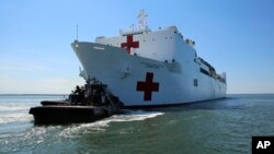 Barco hospital USNS Comfort que será desplegado a Centro y Sudamérica durante dos meses, según informó la Armada estadounidense.