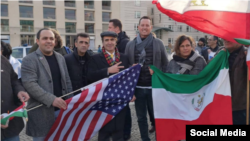 U.S. Ambassador to Germany Richard Grenell joins Iranian activists protesting the 40th anniversary of Iran’s Islamic Revolution at a rally near the Brandenburg Gate in Berlin, Feb. 10, 2019.