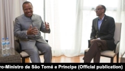 Patrice Trovoada, primeiro-ministro são-tomense, e Paul Kagame, Presidente do Ruanda, Kigali, 2016