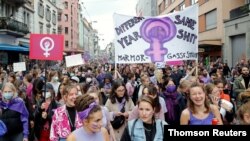 March to demand more equality and the end of violence against women in Zurich