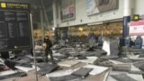 بخشی از فرودگاه بروکسل پس از دو انفجار پی در پی.