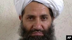 Dalam foto yang dirilis pada 2016, tampak pemimpin Taliban Afghanistan Mawlawi Hibatullah Akhundzada. (Foto: Afghan Islamic Press via AP, File)