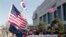 Protesters stage a rally welcoming the visit of US Defense Secretary Lloyd Austin and Secretary of State Antony Blinken outside the Defense Ministry in Seoul, South Korea, March 17, 2021. 