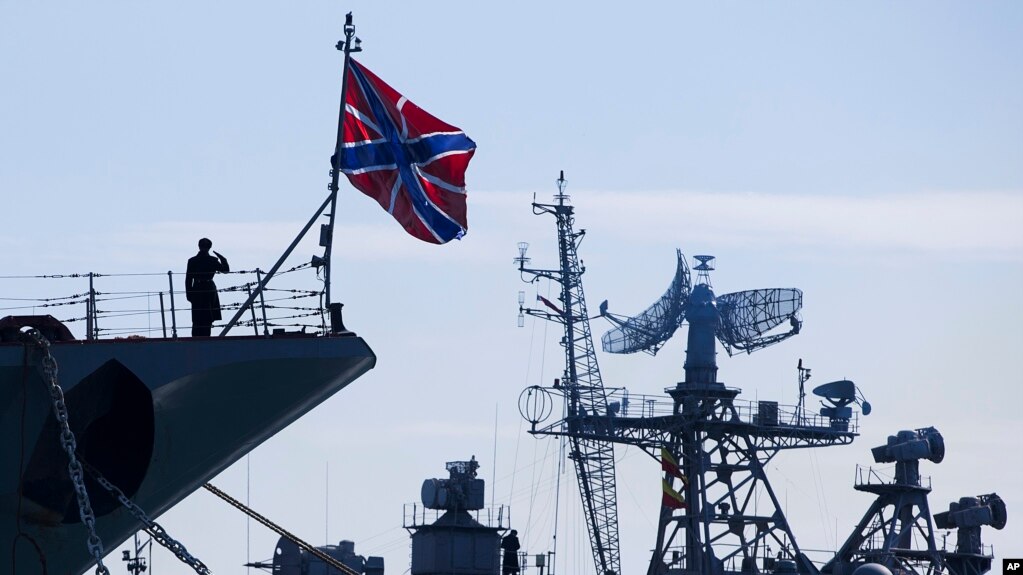 The Moskva was built in Ukraine during the Soviet era and now is the flagship of Russia's Black Sea fleet in its war with Ukraine. This photo was taken in 2014. (AP Photo/Pavel Golovkin, File)