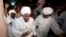 FILE - Sadiq al-Mahdi (C) in Khartoum, Apr. 2010. 