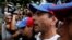 Venezuela opposition leader and Governor of Miranda state Henrique Capriles confronts security forces while rallying against President Nicolas Maduro in Caracas, Venezuela, May 12, 2017.