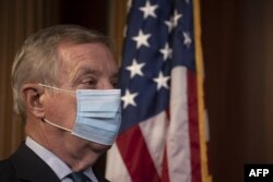 Sen. Dick Durbin (D-IL) listens during a press conference on Capitol Hill on July 21, 2020 in Washington.