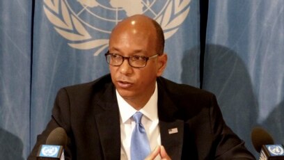 Đại sứ Mỹ tại Hội nghị Tài giảm Binh bị Robert Wood phát biểu tại trụ sở Châu Âu của Liên hiệp quốc ở Geneva, Thụy Sĩ, ngày 19/4/2018.