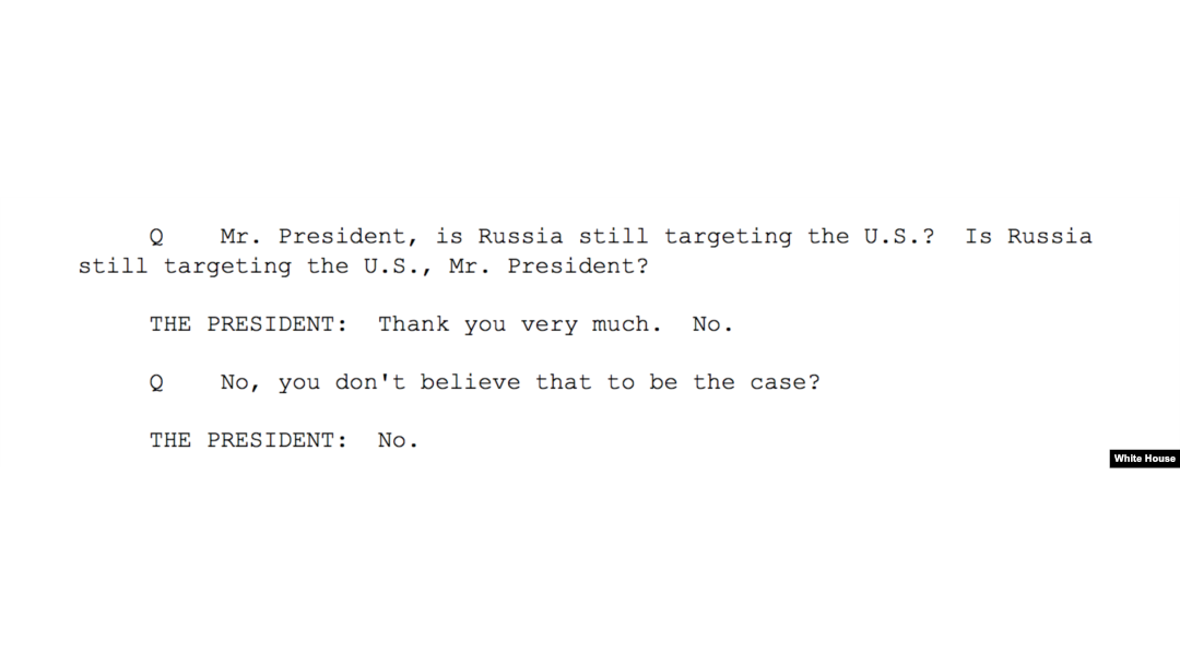 Fragment of official White House transcript (screenshot)