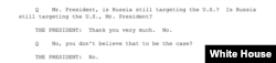 Fragment of official White House transcript (screenshot)