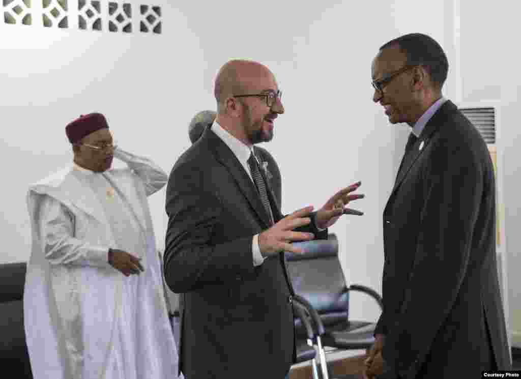 Perezida Paul Kagame w&#39;u Rwanda na Ministiri w&#39;intebe w&#39;Ububiligi Charles Michel