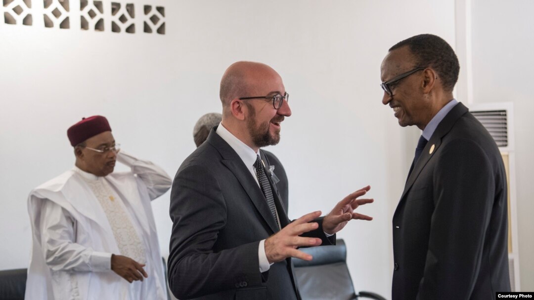 Perezida Paul Kagame n'umushikiranganji wa mbere w'Ububiligi Charles Michel