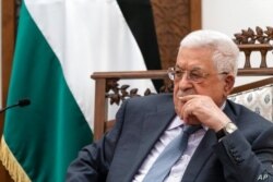 El presidente palestino Mahmoud Abbas hace una pausa mientras habla durante una declaración conjunta con el secretario de Estado Antony Blinken, el 25 de mayo de 2021, en Ramallah, Cisjordania.