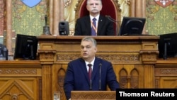 Hungarian Prime Minister Orban addresses Parliament in Budapest