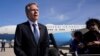 U.S. Secretary of State Antony Blinken speaks to reporters ahead of his departure on his way to Israel, at Joint Base Andrew