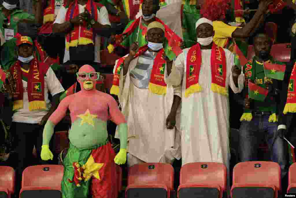 Burkina Faso&#39;s fans inside the stadium before the match against Cape Verde.