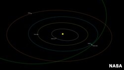 Asteroid 1998 QE2 got no closer than about 3.6 million miles at time of its closest approach May 31 at 1:59 p.m. Pacific (4:59 p.m. Eastern). (Photo: NASA/JL-Caltech) 