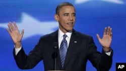 Tổng thống Obama đọc diễn văn tại Đại hội Đảng Dân chủ, ở Charlotte, tiểu bang North Carolina, 6/9/12
