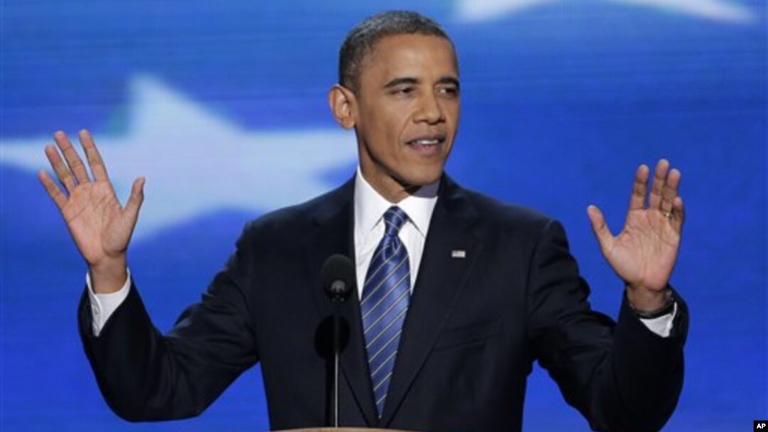Tổng thống Obama đọc diễn văn tại Đại hội Đảng Dân chủ, ở Charlotte, tiểu bang North Carolina, 6/9/12
