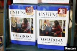 The book "Unhinged," by former White House staffer Omarosa Manigault Newman on her time in the White House administration, is seen for sale in Manhattan, New York, Aug. 14, 2018.