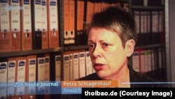 Luật sư Petra Schlagenhauf trả lời phỏng vấn trên truyền hình ZDF của Đức về vụ bắt cóc Trịnh Xuân Thanh. (thoibao.de)