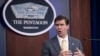 FILE - U.S. Secretary of Defense Mark Esper speaks to reporters during a briefing at the Pentagon, Aug. 28, 2019. 