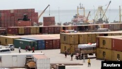 FILE - A general view shows activities at Somalia's port of Mogadishu.